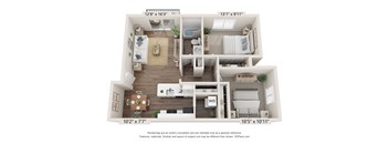 2-Bed/1-Bath, Daffodil Floorplan at Bristol Square at Bristol Square and Golden Gate Apartments, Wixom
