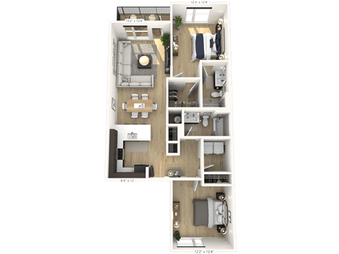 C1 Floor Plan at Upper Vue Flats, Ohio, 43016