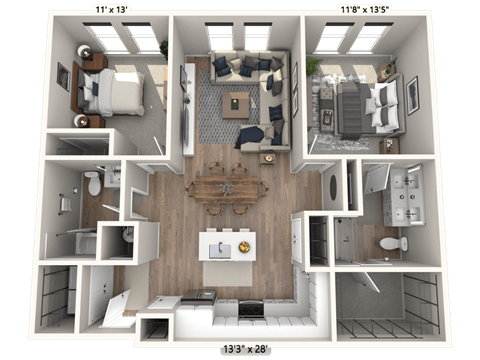 C11 - 2Bedroom 2Bathroom Floor plan at Ironwood Flats, Brandon, 33511