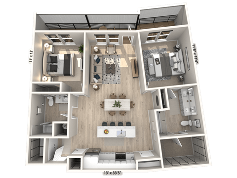 C22 - 2Bedroom 2 Bathroom Floor plan at Ironwood Flats, Florida, 33511