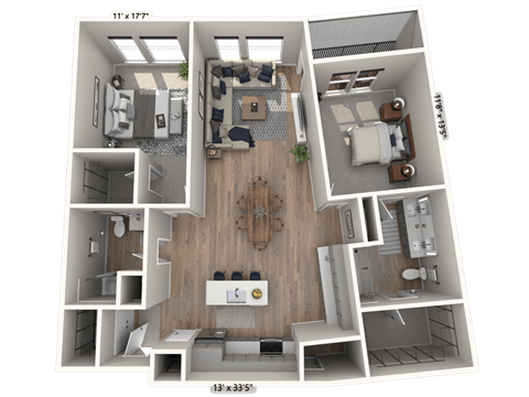 C23 - 2Bedroom 2 Bathroom Floor plan at Ironwood Flats, Brandon, FL, 33511