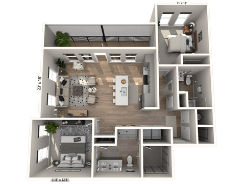 C41 - 2Bedroom 2 Bathroom Floor plan at Ironwood Flats, Brandon, 33511