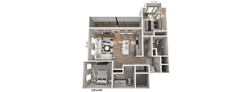 C42 - 2Bedroom 2 Bathroom Floor plan at Ironwood Flats, Brandon, Florida