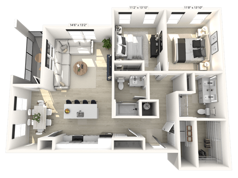 2 bed 2 bath F at Luxe 360 on Centerpointe Apartments, Midlothian, Virginia