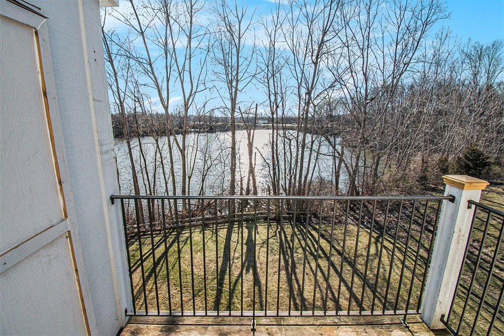 Balcony view overlooking a pond at Canal 2 Apartments, Lansing, Michigan