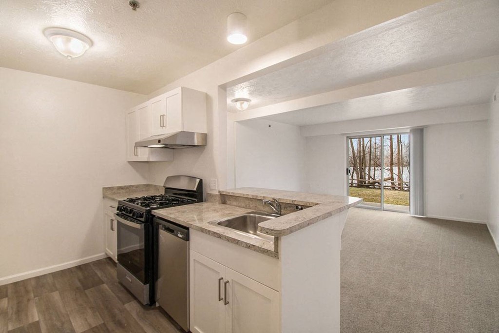 kitchen with stainless steel appliances at Canal 2 Apartments, Lansing, Michigan
