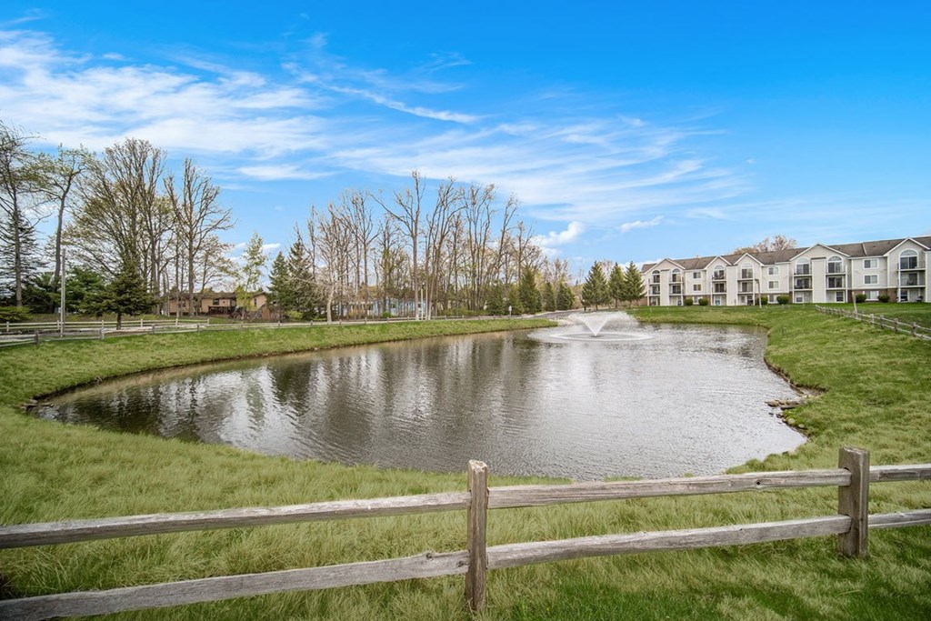 Scenic pond views at Canal 2 Apartments in Lansing, MI