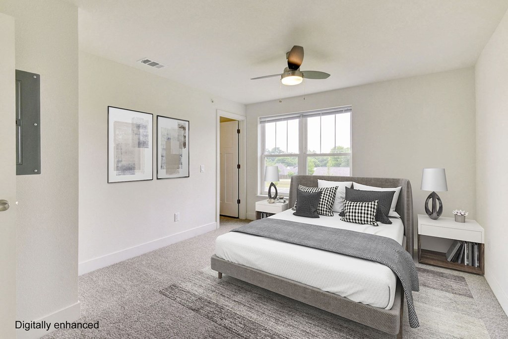 Bedroom with Ceiling Fan at Chase Creek Apartment Homes, Huntsville, AL, 35811