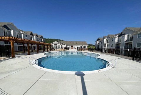 Community Pool with Pergola at Chase Creek Apartment Homes, Alabama