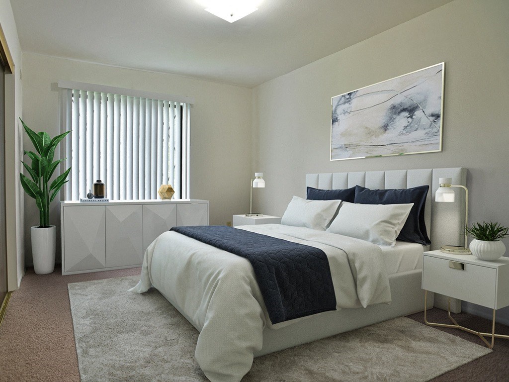Bedroom With Expansive Windows at Charter Oaks Apartments, Davison, MI