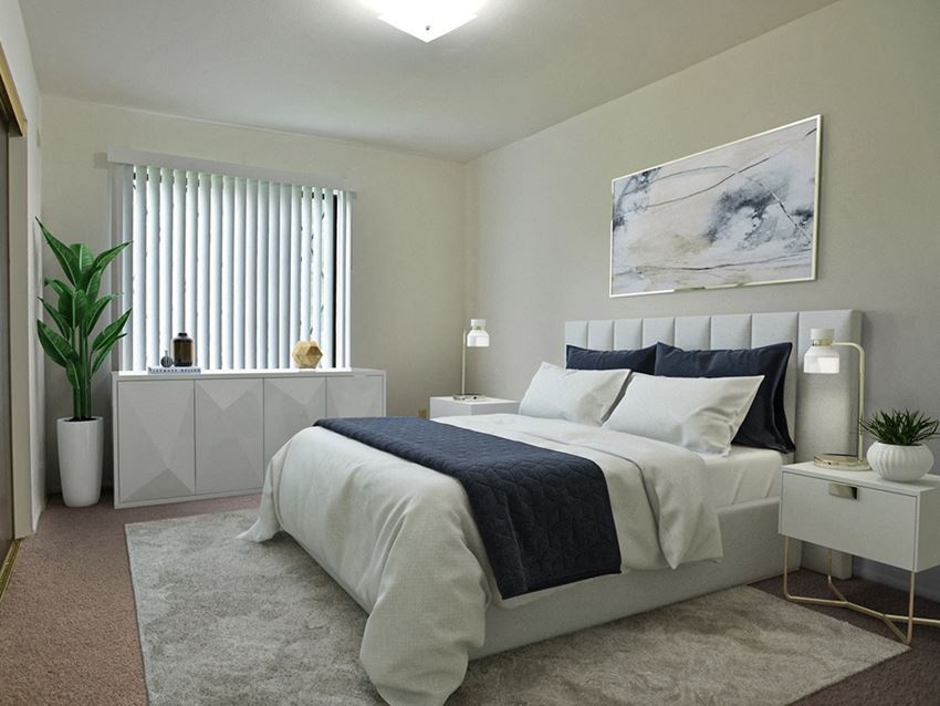 Bedroom With Expansive Windows Bedroom With Expansive Windows at Charter Oaks Apartments, Davison, MI - Photo Gallery