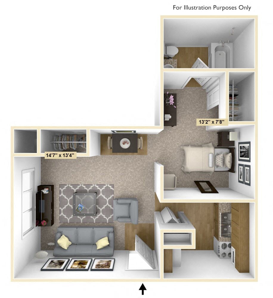 Chestnut Oak Studio Floor Plan at Charter Oaks Apartments, Davison