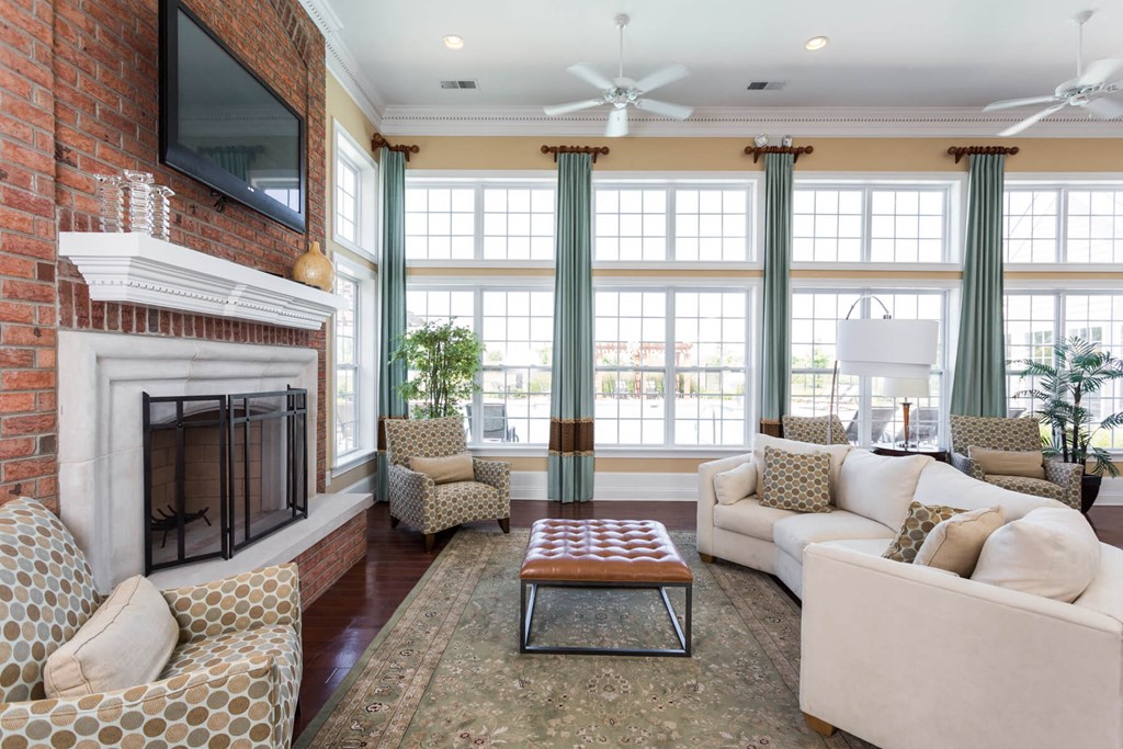Clubhouse Fireplace at Brickshire Apartments, Merrillville, IN, 46410