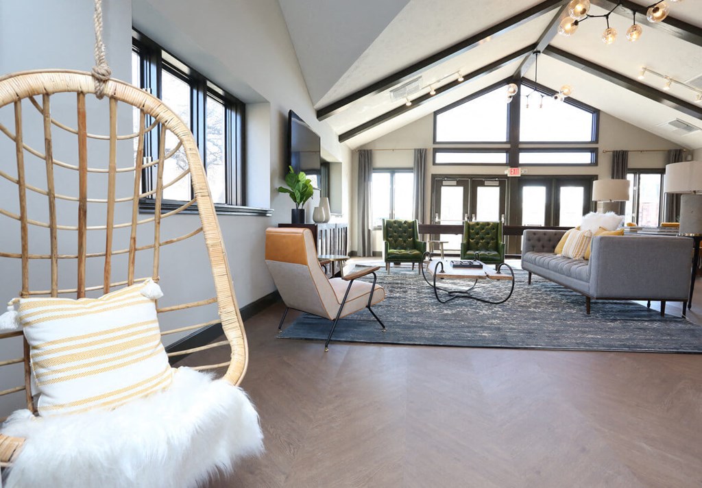 Clubhouse with Additional Seating at The Timbers Apartments, Evansville