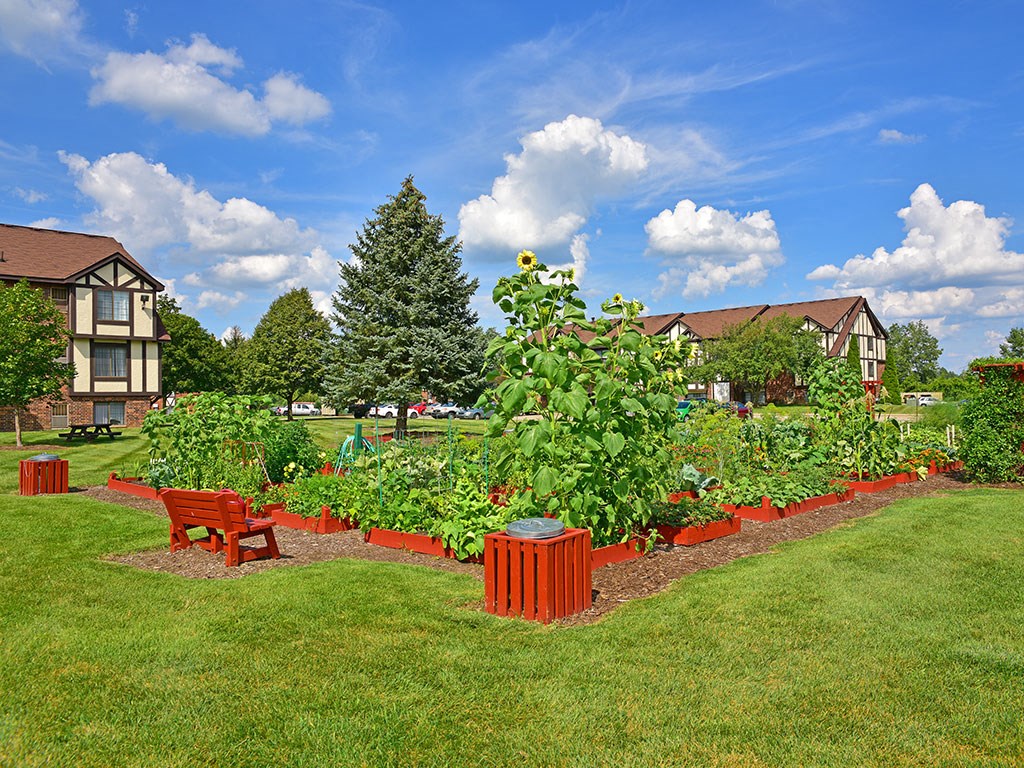 Beautiful Garden Setting at Charter Oaks Apartments, Michigan