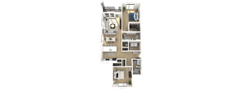 D1-1 Floor Plan at Upper Vue Flats, Dublin, OH, 43016