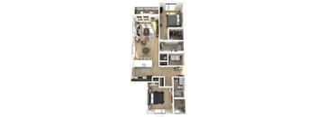 D1-2 Floor Plan at Upper Vue Flats, Dublin, OH