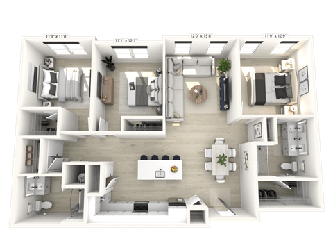 3 bed 2 bath B at Luxe 360 on Centerpointe Apartments, Midlothian, 23114