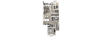 a floor plan of a house with a green background at Upper Vue Flats, Ohio, 43016