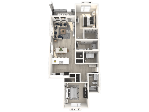 a floor plan of a house with a green background at Upper Vue Flats, Ohio, 43016