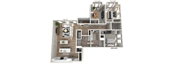 D12 - 3Bedroom 2 Bathroom Floor plan at Ironwood Flats, Florida