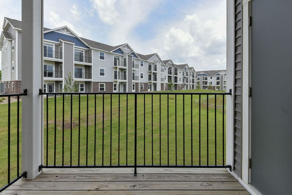 Private Balcony with Enclosed Storage at Dodson Pointe Apartment Homes, Rogers, AR, 72758