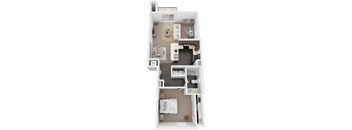 One Bedroom End Floor Plan at Dodson Pointe Apartment Homes in Rogers, Arkansas