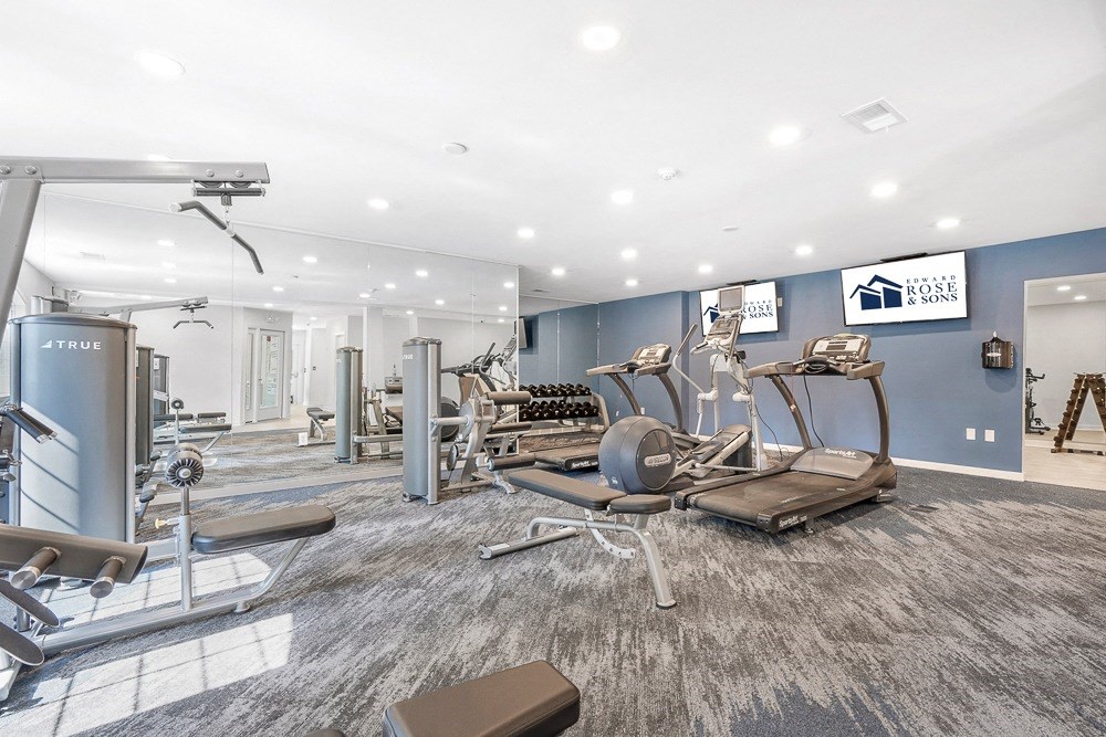 the estates at tanglewood| fitness center with exercise equipment  at The Vinings Apartments, Richmond