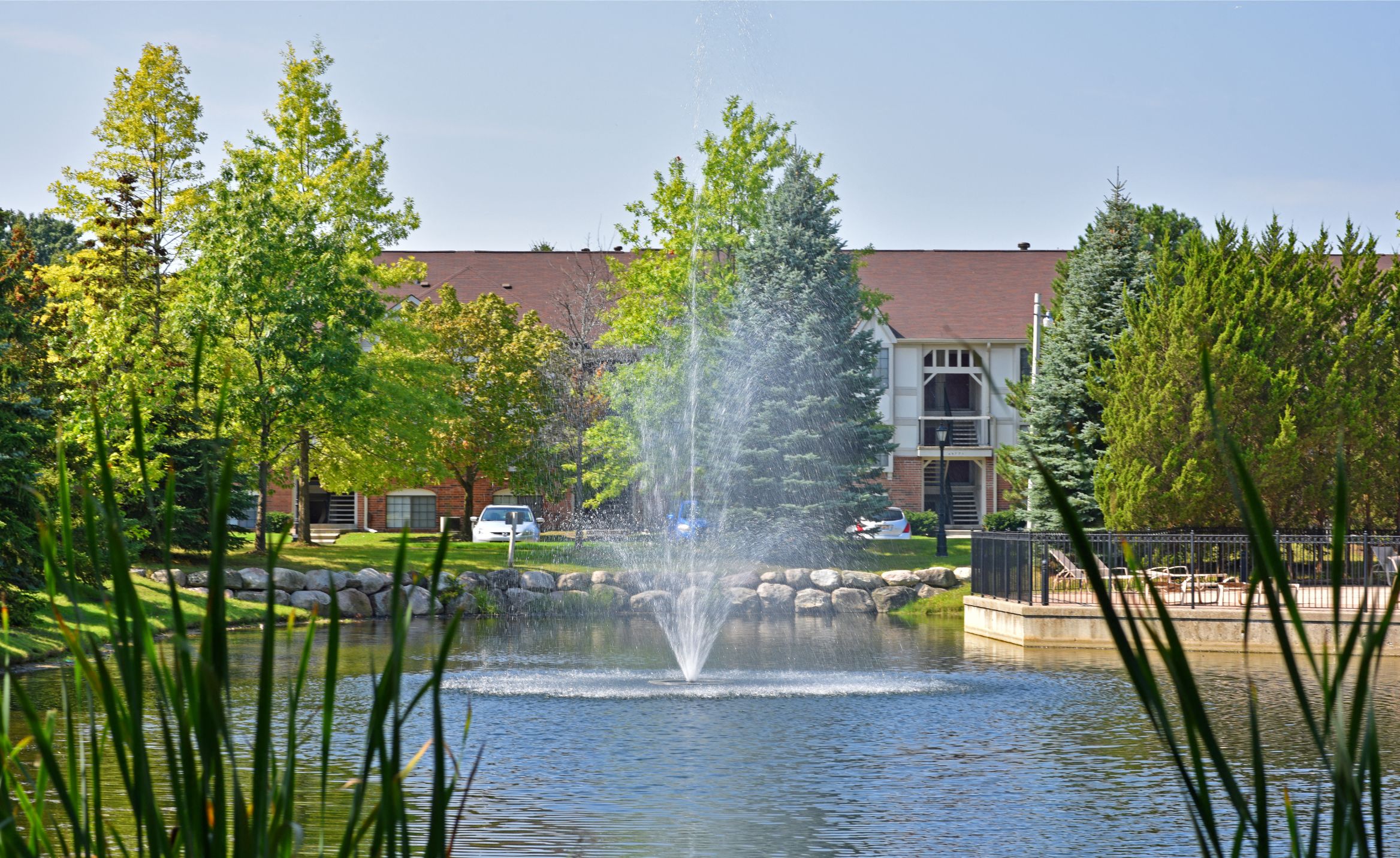 Community Lake and Fountain at The Springs Apartment Homes, Novi