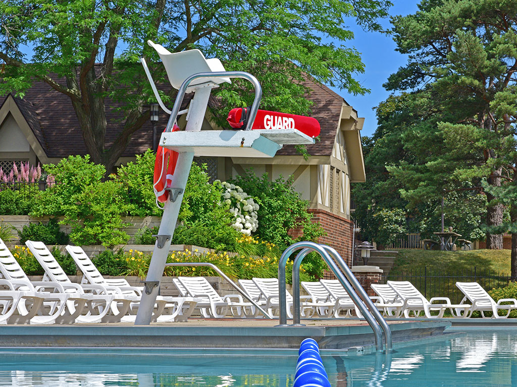 Poolside Seating at The Village Apartments, Michigan, 48393