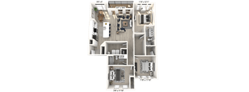 bedroom floor plan anjou 1600 a, opens a dialog at Upper Vue Flats, Dublin, Ohio