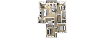E1 Floor Plan at Upper Vue Flats, Dublin, 43016