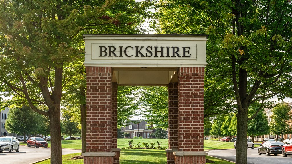 A sign that says Brickshire is framed by two pillars