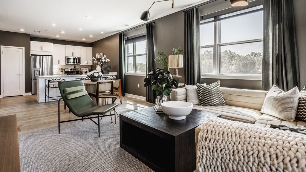 Bright Living Room at Nuvo Flats, Merrillville, IN, Indiana