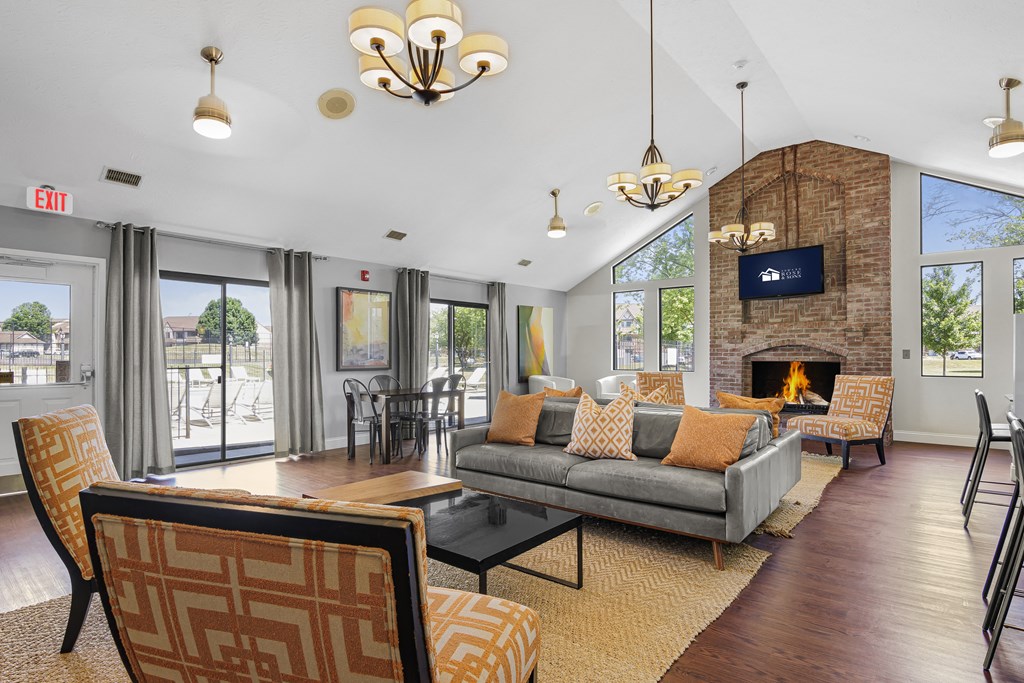 a living room with couch at Pheasant Run Apartments, Lafayette