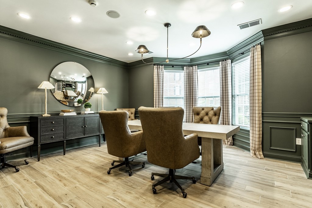Conference table and chairs in business center at Alexandria of Carmel Apartments, Carmel, Indiana