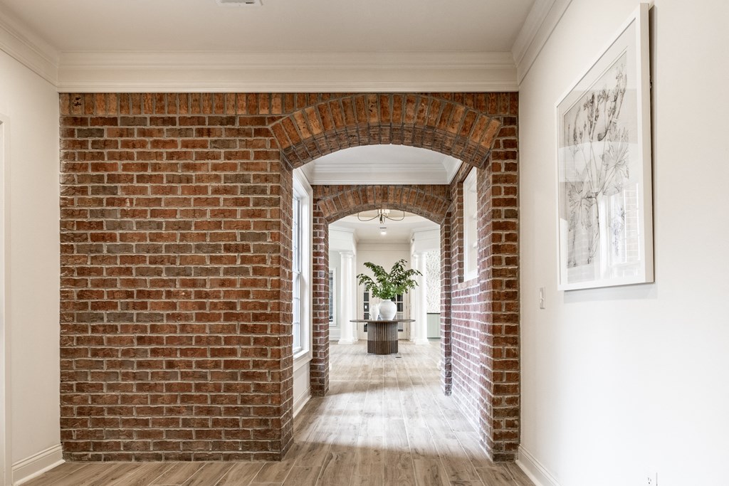 Brick structured clubhouse hall way at Alexandria of Carmel Apartments, Carmel, 46032