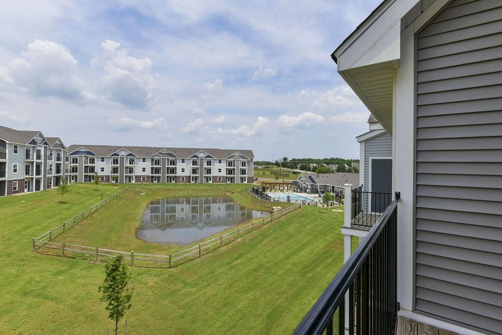 Pond Views Balcony pond views at Dodson Pointe Apartment Homes, Rogers, AR, 72758