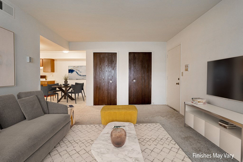 Mina Layout Model Living Room at Fox Pointe Apartments, IL