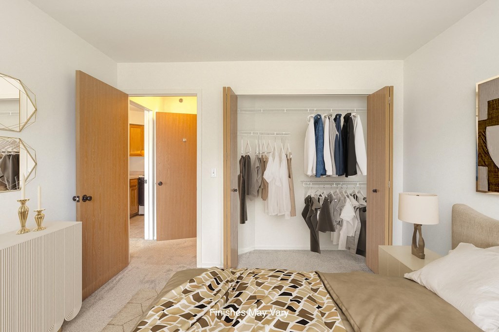 Bedroom With Large Closet at Westlake Apartments, Belleville, Michigan
