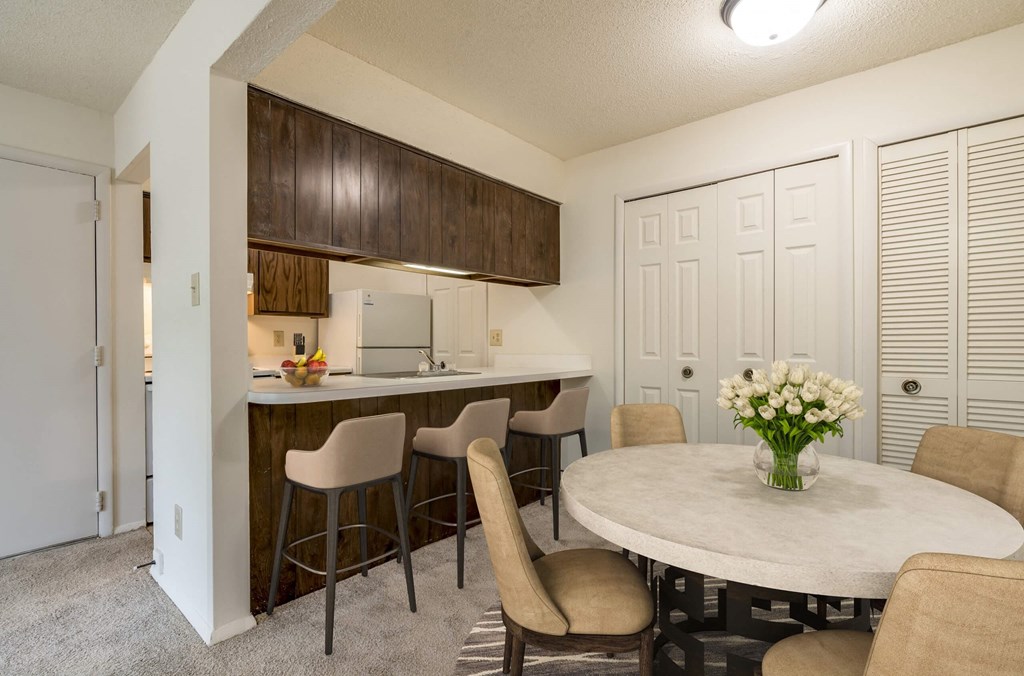 Marigold Deluxe Layout Dining and Kitchen View at Lake in the Pines, North Carolina