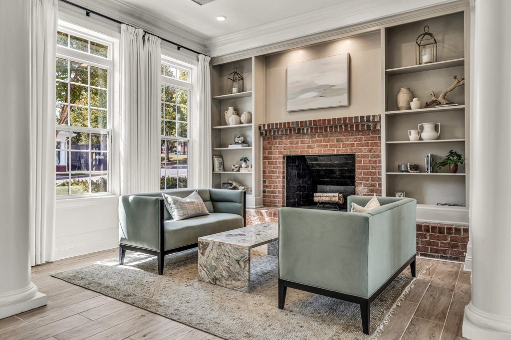 Living Room fireplace at Enclave Apartments, Midlothian