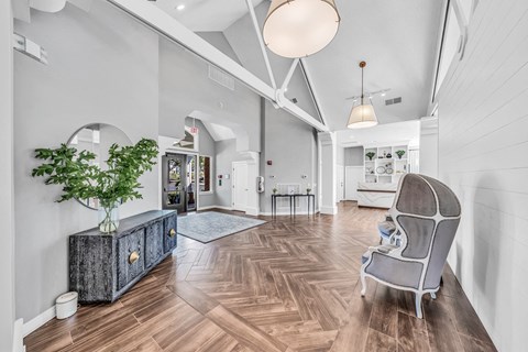 the living room is open to the dining room and kitchen at Trophy Club at Bellgrade, Midlothian, VA, 23113