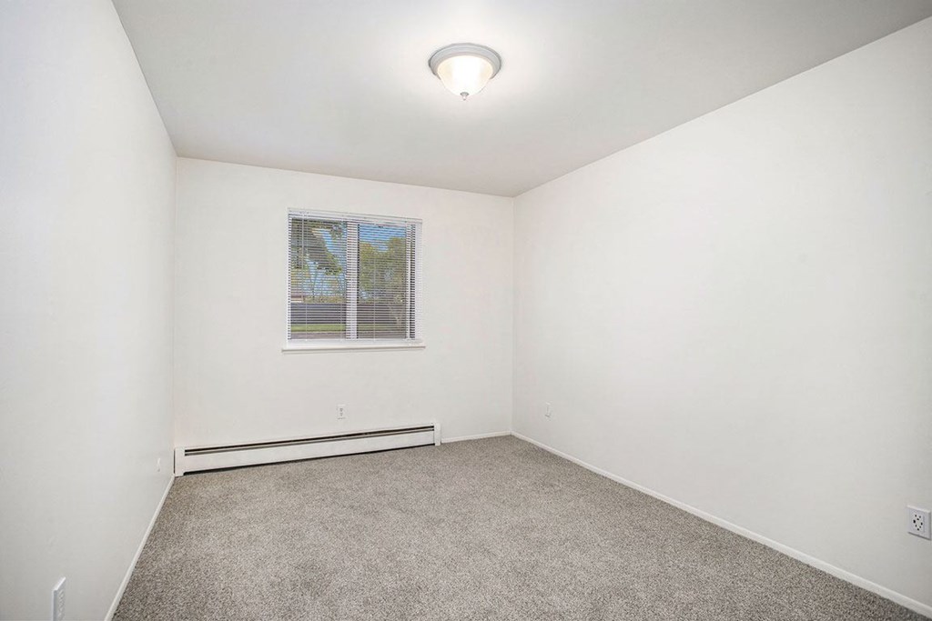 spacious bedroom with carpet and a window at Fairlane Apartments in Springfield, MI
