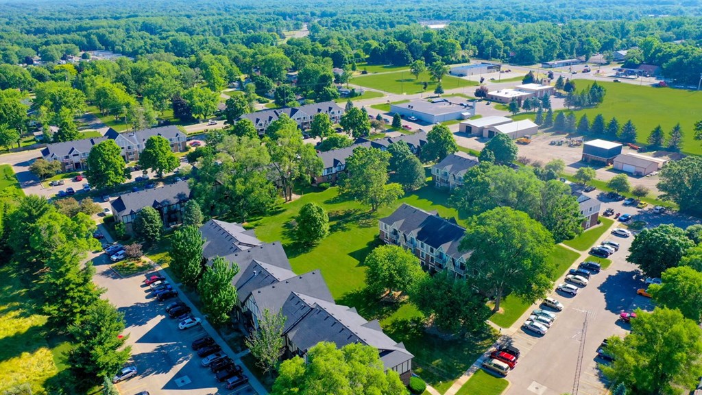 an aerial view of Fairlane Apartments, Springfield, MI, 49037