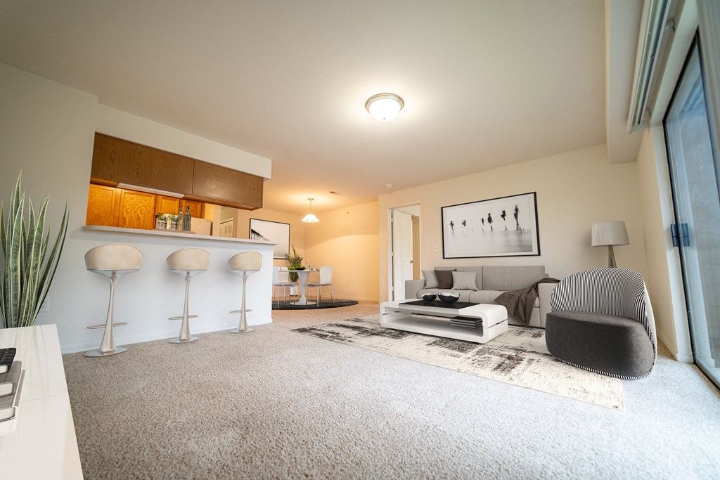 Frances Living Room at Prairie Lakes Apartments, Peoria, IL