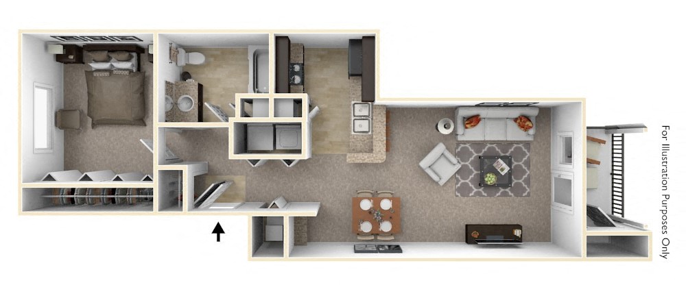1-Bed/1-Bath, Garnet Floor Plan at Badger Canyon, Kennewick