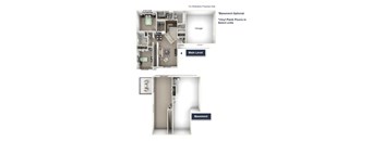 Geranium Townhome Floor Plan - 2 BR 2 BA at Killian Lakes Apartments and Townhomes, Columbia 29203