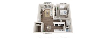 1-Bed/1-Bath, Magnolia Floorplan at Golden Gate at Bristol Square and Golden Gate Apartments, Wixom, MI, 48393