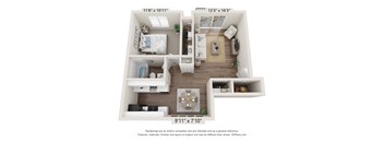 1-Bed/1-Bath, Mina Floorplan at Golden Gate at Bristol Square and Golden Gate Apartments, Wixom, 48393